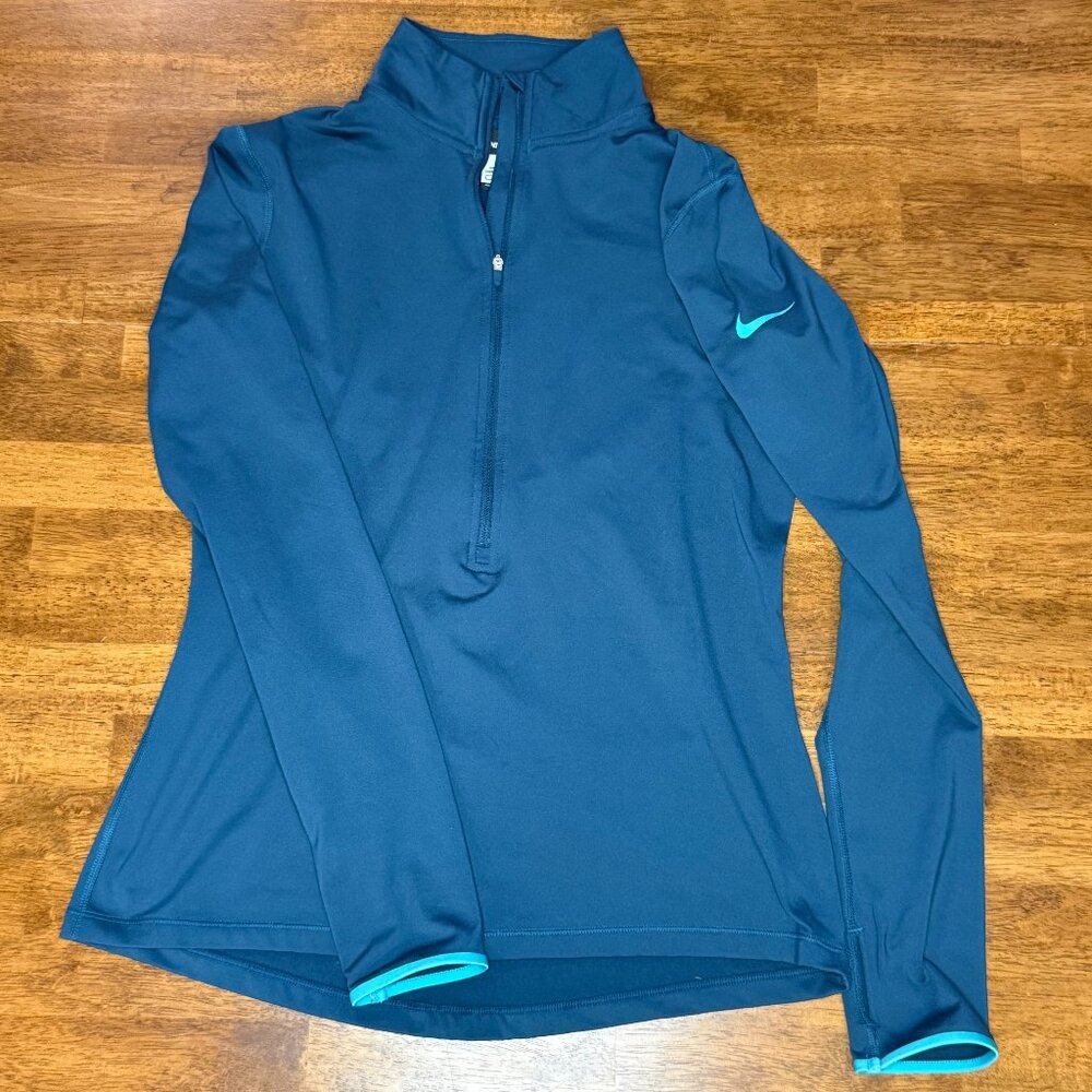 NWOT Nike Pro Dri-Fit Turquoise Quarter Zip Long Sleeve w/Thumbholes L